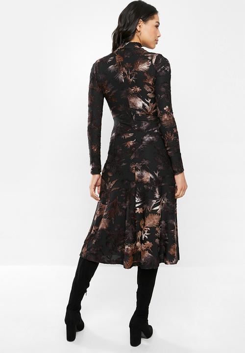 MILLA - Jaquard knit dress - black 
