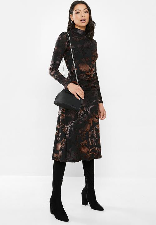 MILLA - Jaquard knit dress - black 
