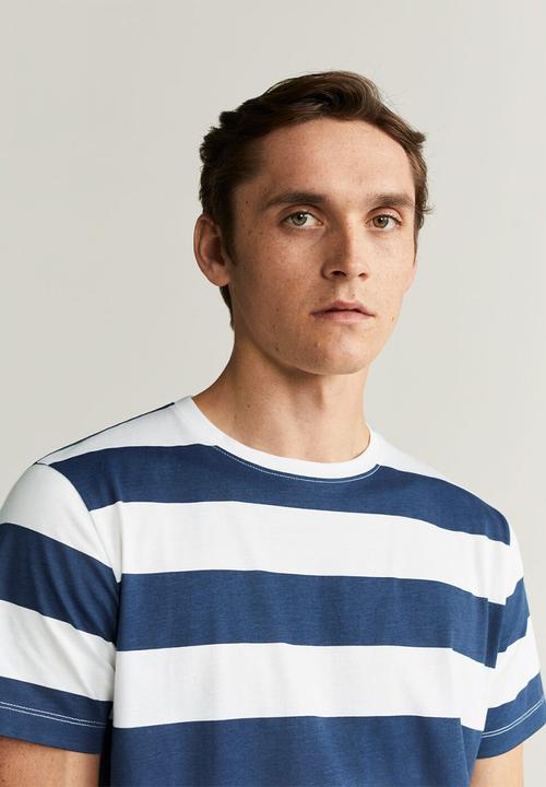 MANGO - Chelsear T-shirt - blue & white