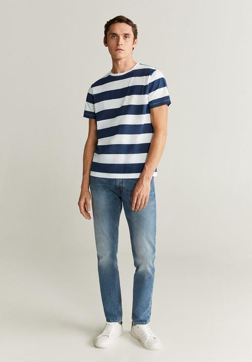 MANGO - Chelsear T-shirt - blue & white