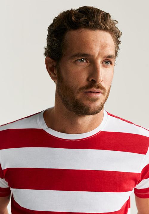 MANGO - Chelsear T-shirt - red & white