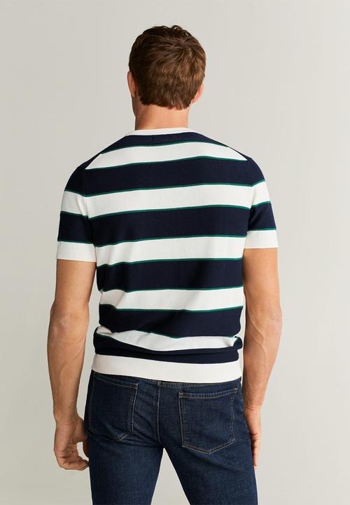 MANGO - Pasta sweater  - navy & white