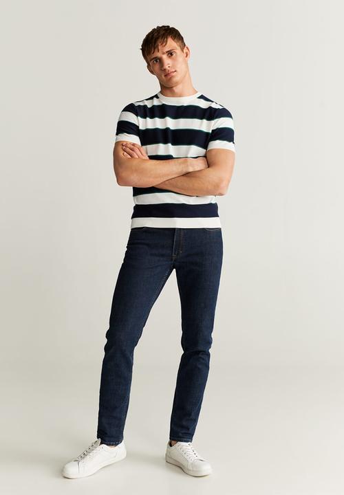 MANGO - Pasta sweater  - navy & white