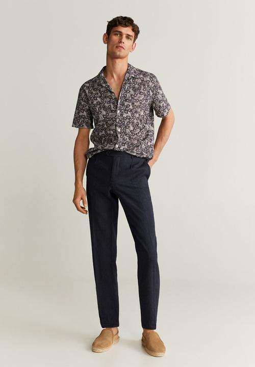 MANGO - Rose shirt - brown & black
