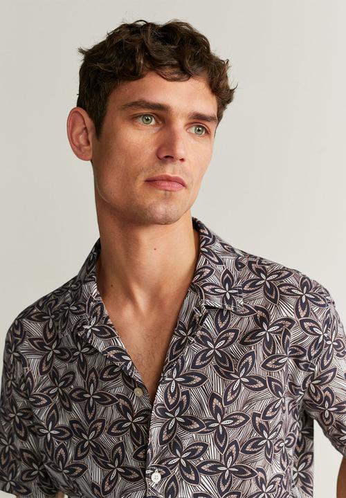 MANGO - Rose shirt - brown & black