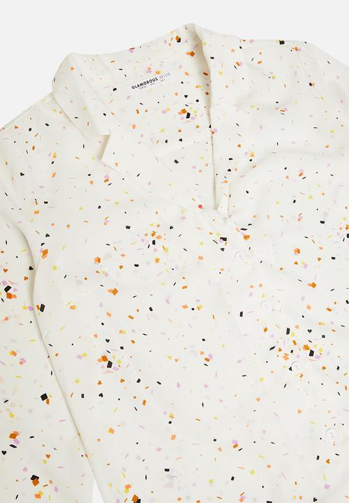 Glamorous - Petite mini geo shirt - white