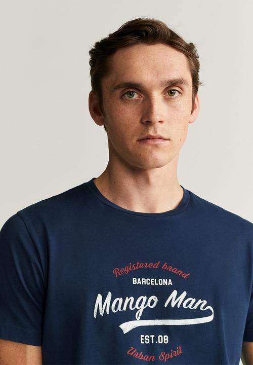 MANGO - Logohe T-shirt - navy