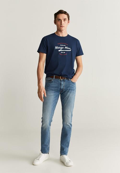 MANGO - Logohe T-shirt - navy