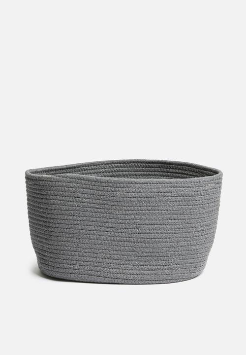 Sixth Floor - Large braided basket - charcoal 