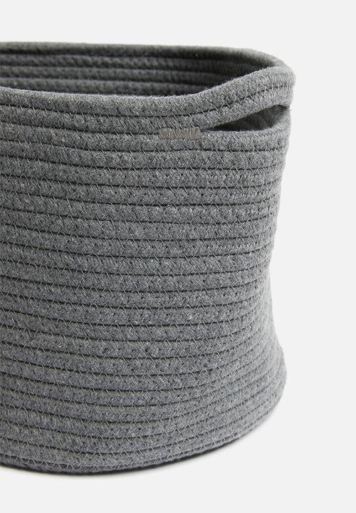 Sixth Floor - Large braided basket - charcoal 