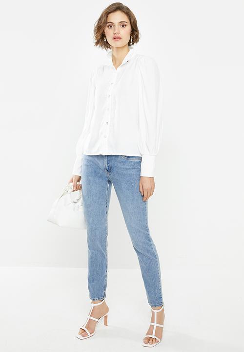 Glamorous - Petite high neck shirt - white