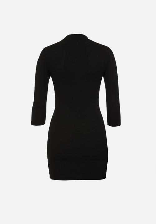 Glamorous - Petite 3/4 sleeve mini bodycon - black