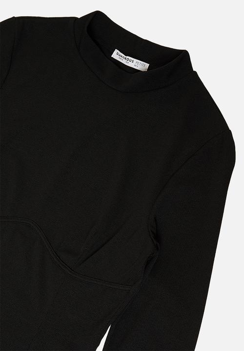 Glamorous - Petite 3/4 sleeve mini bodycon - black