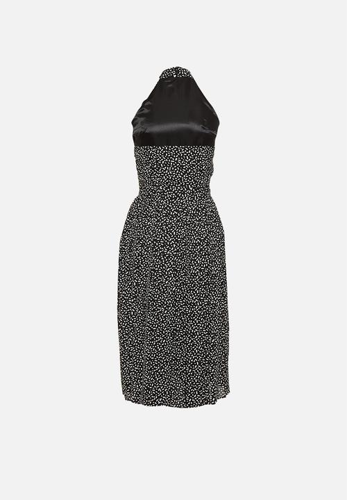 Glamorous - Petite geo print halter neck midi - black & white