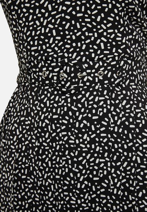 Glamorous - Petite geo print halter neck midi - black & white