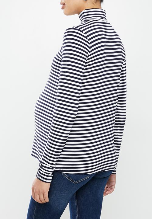 Superbalist - maternity LS turtle neck top - navy stripe