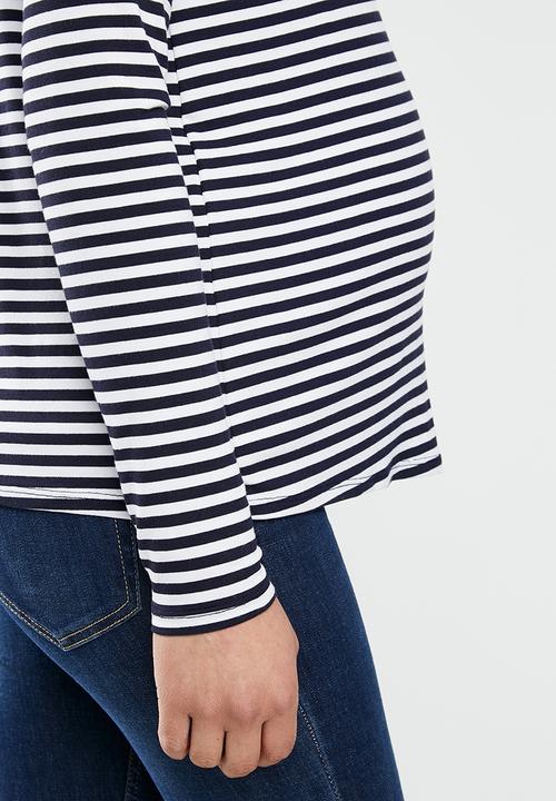 Superbalist - maternity LS turtle neck top - navy stripe