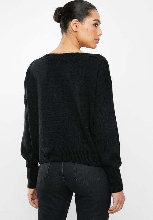 edit - Slashneck jumper - black