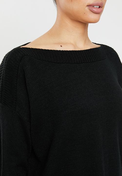 edit - Slashneck jumper - black