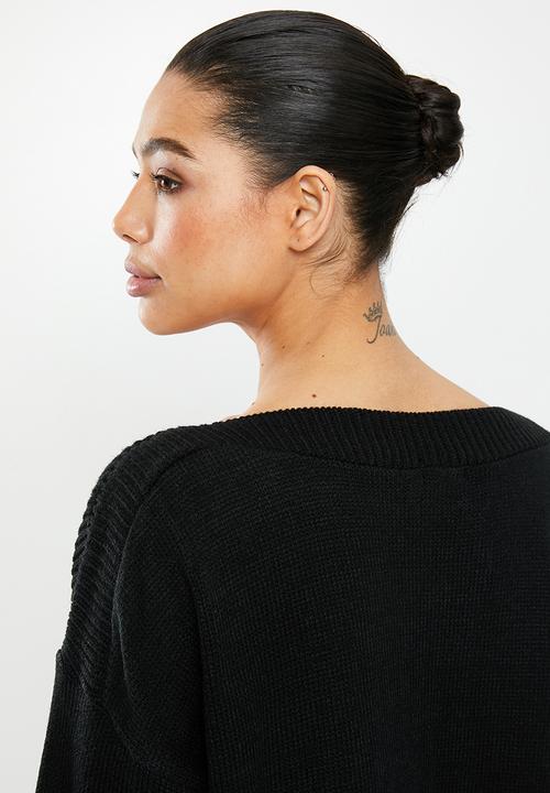edit - Slashneck jumper - black