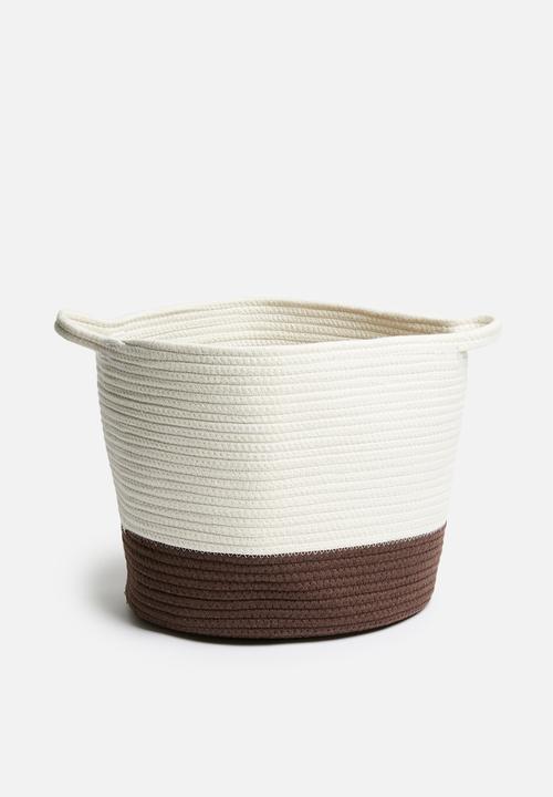Sixth Floor - Cotton rope basket - white & rust brown 