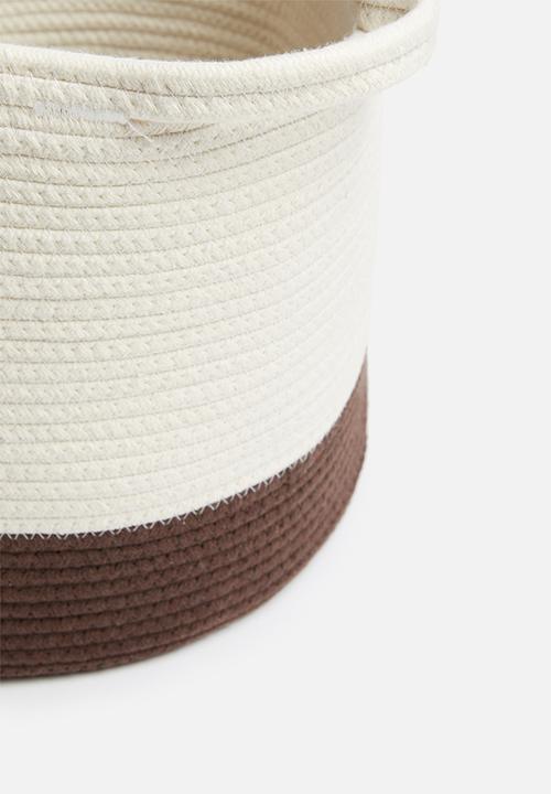 Sixth Floor - Cotton rope basket - white & rust brown 
