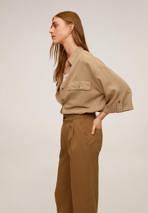 MANGO - Relexed trousers - brown