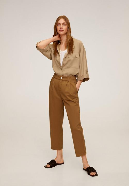 MANGO - Relexed trousers - brown