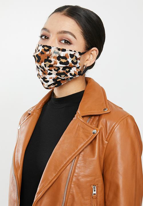 Superbalist - Leopard print and black mask pack - black & brown