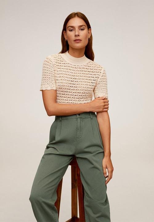 MANGO - Relexed trousers - green