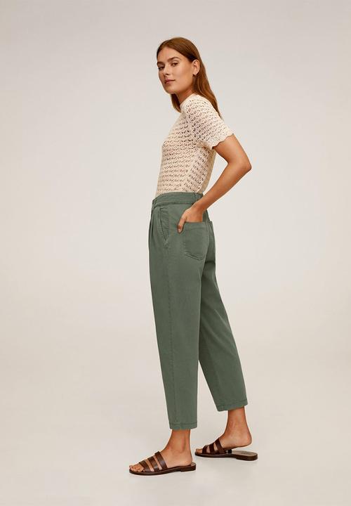 MANGO - Relexed trousers - green