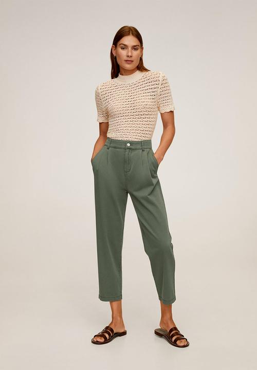 MANGO - Relexed trousers - green