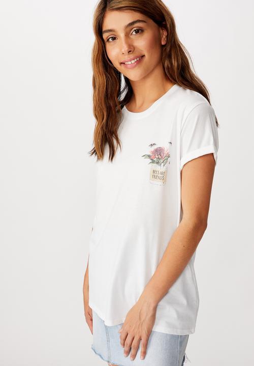 Cotton On - Classic arts T-shirt bees are friends - white