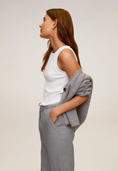 MANGO - Trousers linen - grey