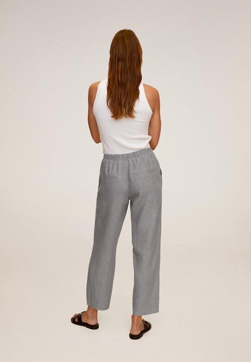MANGO - Trousers linen - grey
