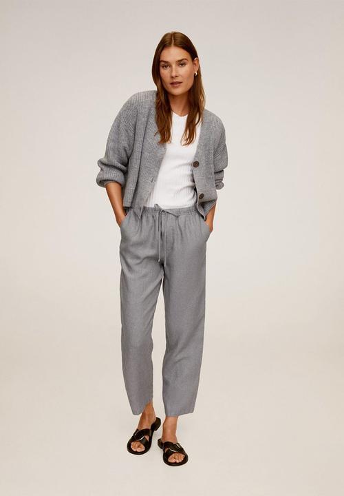 MANGO - Trousers linen - grey