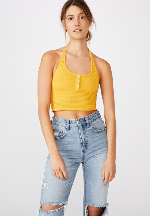 Cotton On - Penn halter tank - mango jacquard