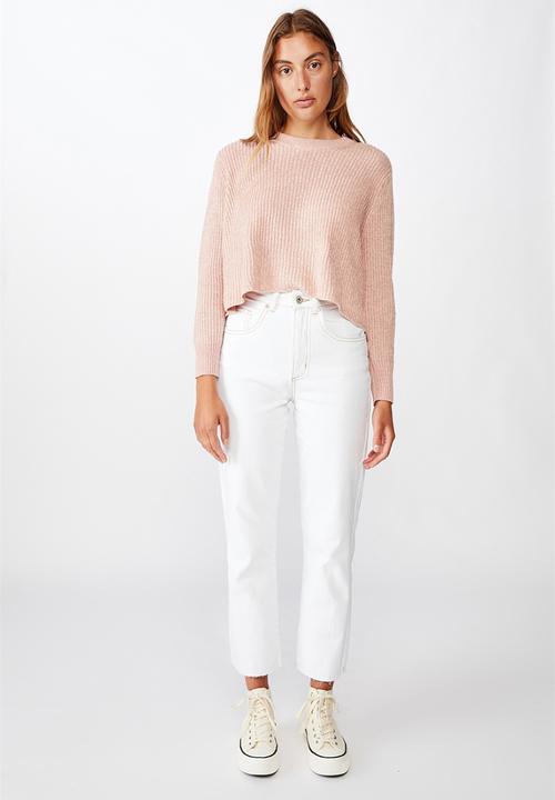 Cotton On - Archy cropped pullover bodal rose - tapioca twist