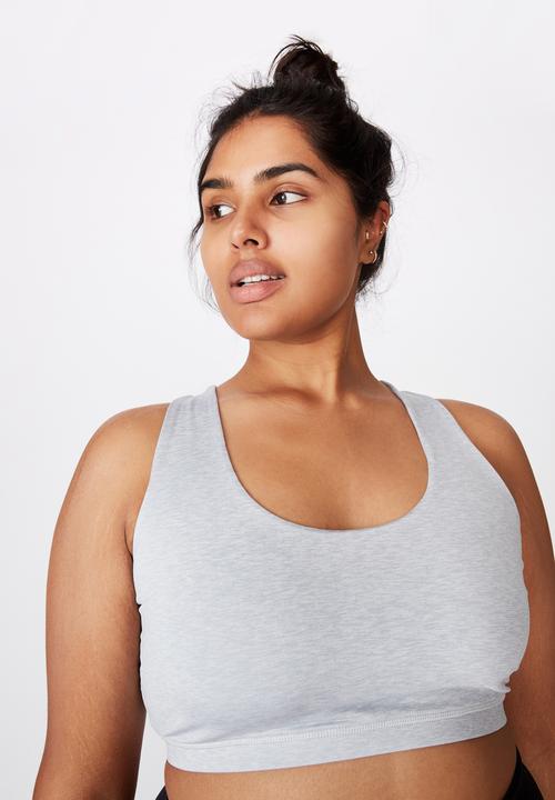 Cotton On - Curve strappy sports crop - grey