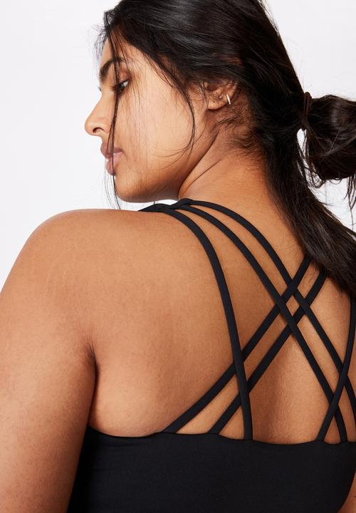 Cotton On - Curve strappy sports crop - black