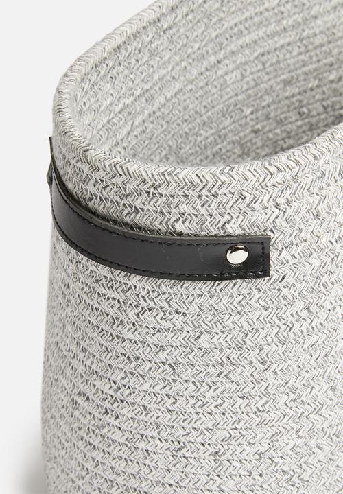 Sixth Floor - Cotton rope storage basket with pu handles - grey 