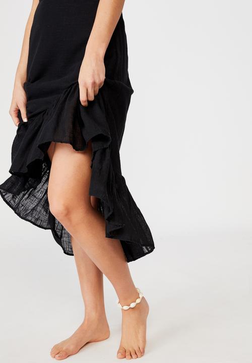 Cotton On - Atlas ruffle midi skirt - black