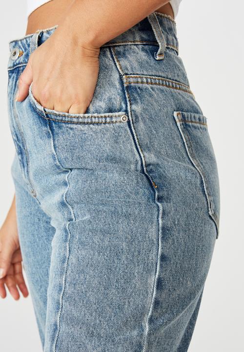 Factorie - Panelled slouchy jean - mid blue acid