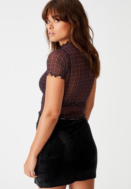 Factorie - Velvet  split skirt - black