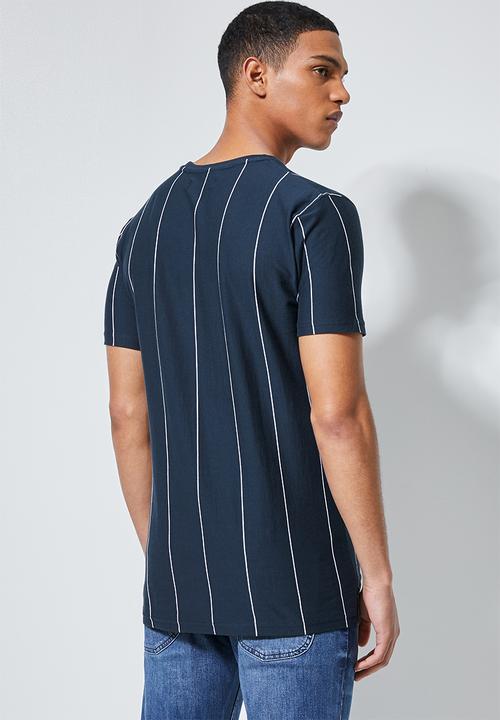 Superbalist - Nate vertical stripe tee - navy & white 