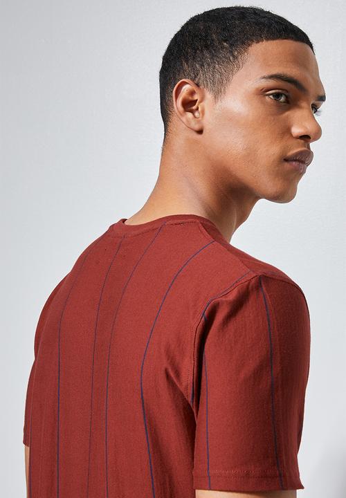 Superbalist - Nate vertical stripe tee - burgundy & navy