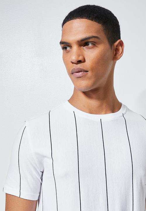 Superbalist - Nate vertical stripe tee - white & black