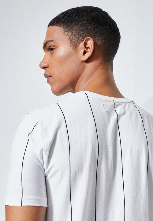 Superbalist - Nate vertical stripe tee - white & black
