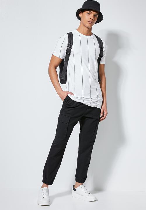 Superbalist - Nate vertical stripe tee - white & black