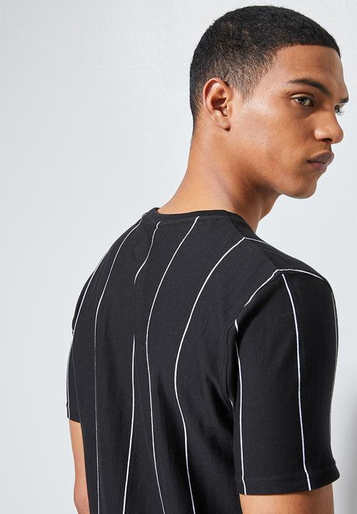 Superbalist - Nate vertical stripe tee - black & white 